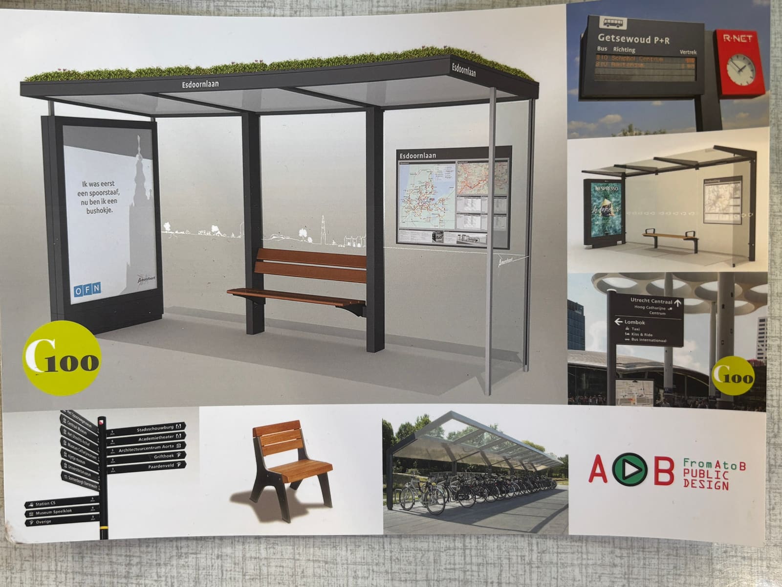 FromAtoB Public Design: bus shelters, benches and signs they designed for Dutch cities.